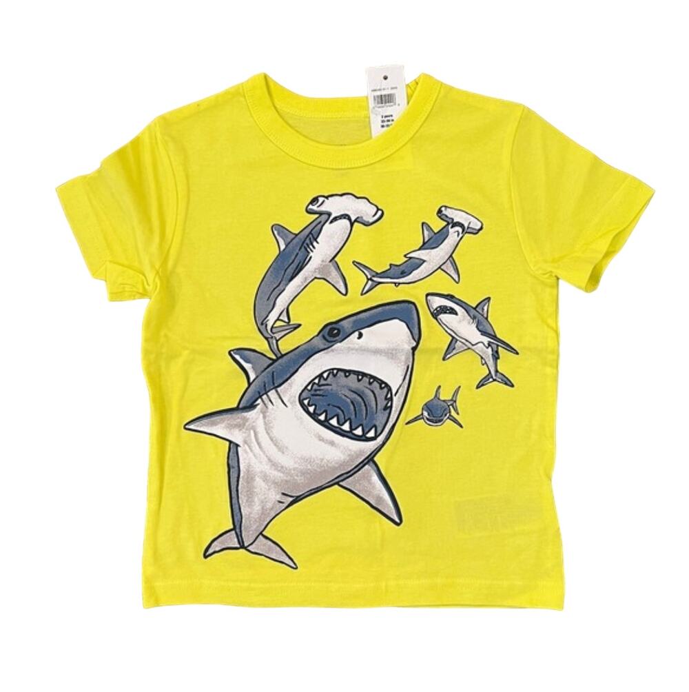 NWT GAP Toddler Yellow W/Grey Shark Graphic Crewneck T-Shirt